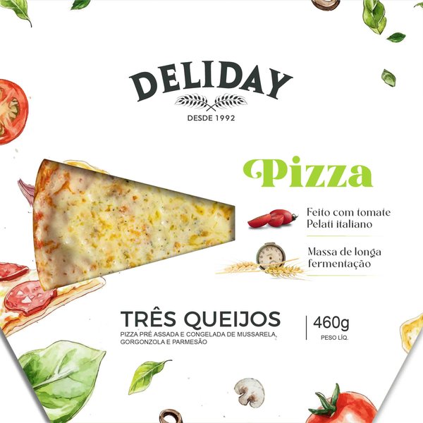 Embalagem Pizza Três Queijos DeliDay
